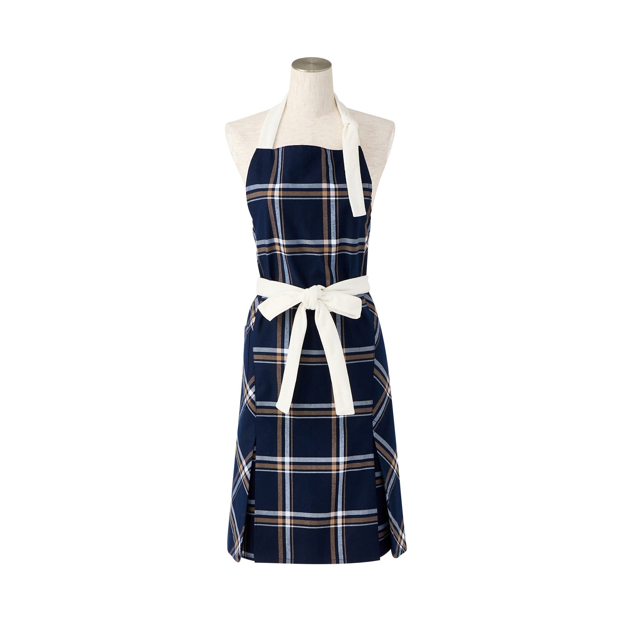 Plaid Full Apron Navy