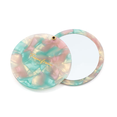 Compact Mirror With Pouch  Light Green