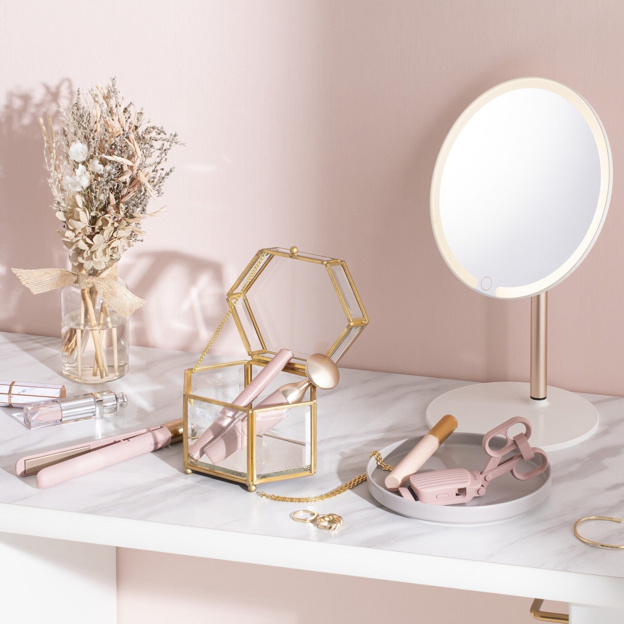 Led Stand Mirror White