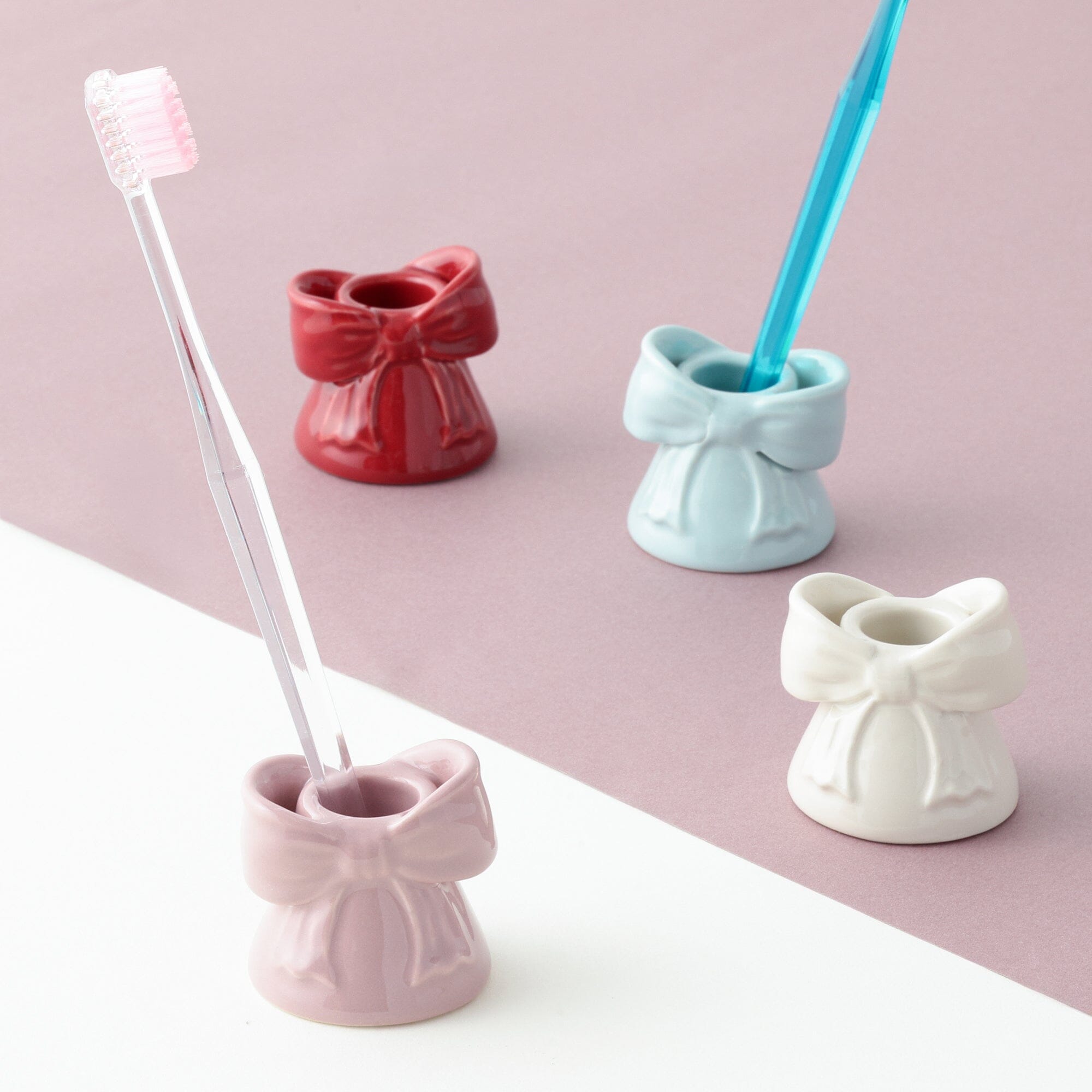 Ribbon Toothbrush Holder Light Blue