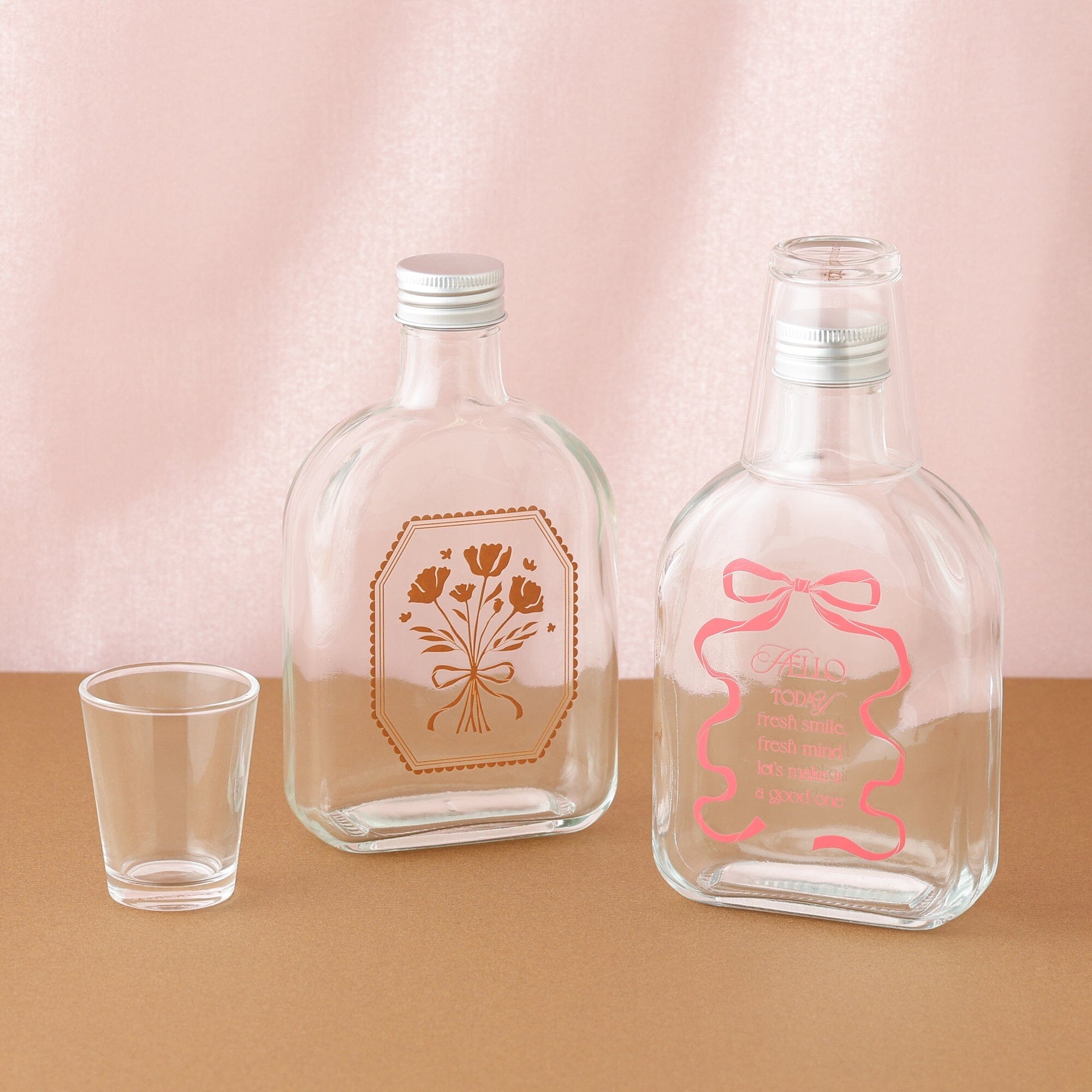 Mouthwash Bottle And Cup Pink