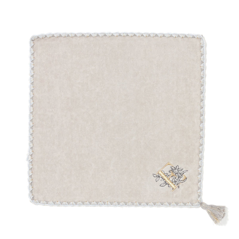 Initial Handkerchief Towel Flower E  Lighandkerchief Towel Gray