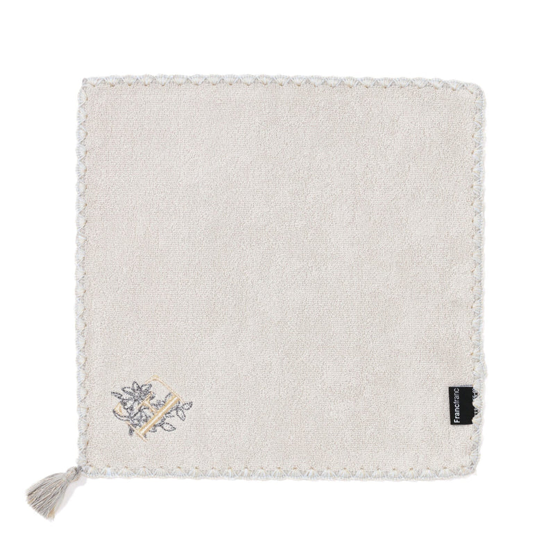 Initial Handkerchief Towel Flower E  Lighandkerchief Towel Gray