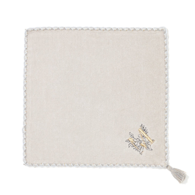 Initial Handkerchief Towel Flower M  Lighandkerchief Towel Gray