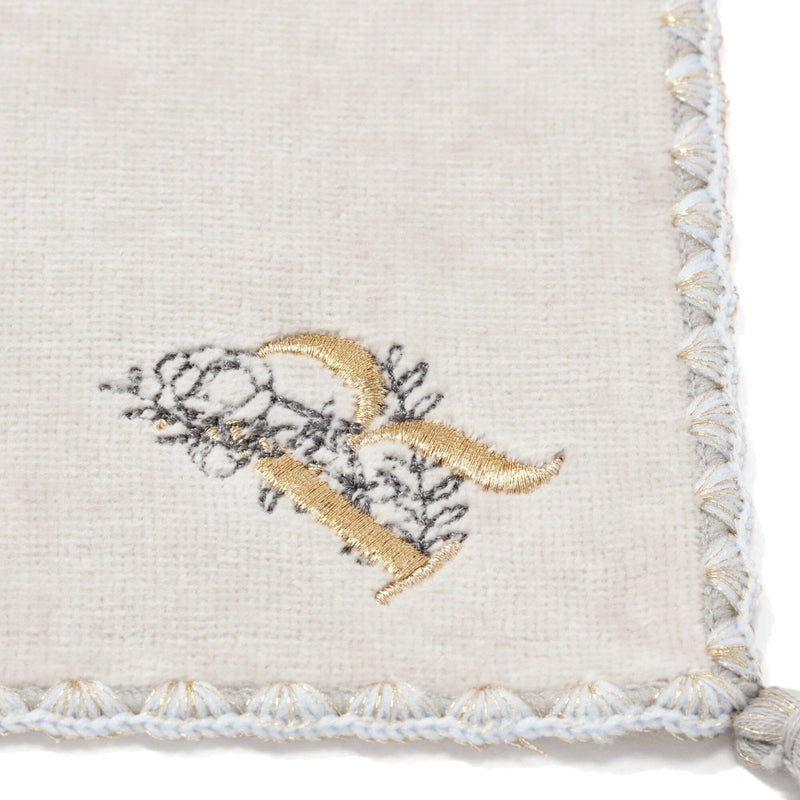 Initial Handkerchief Towel Flower R  Lighandkerchief Towel Gray