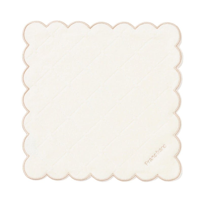 Quiltscallops Handkerchief Towel  Ivory
