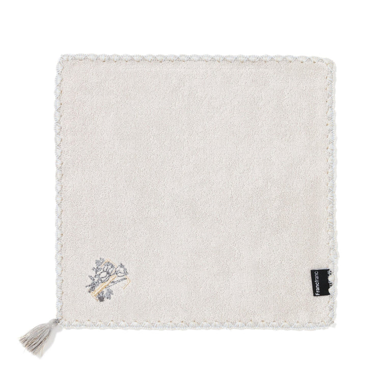 Initial Handkerchief Towel Flower T  Light Gray