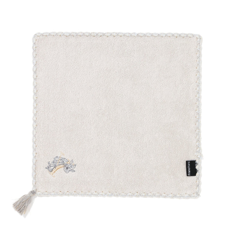 Initial Handkerchief Towel Flower Y  Light Gray