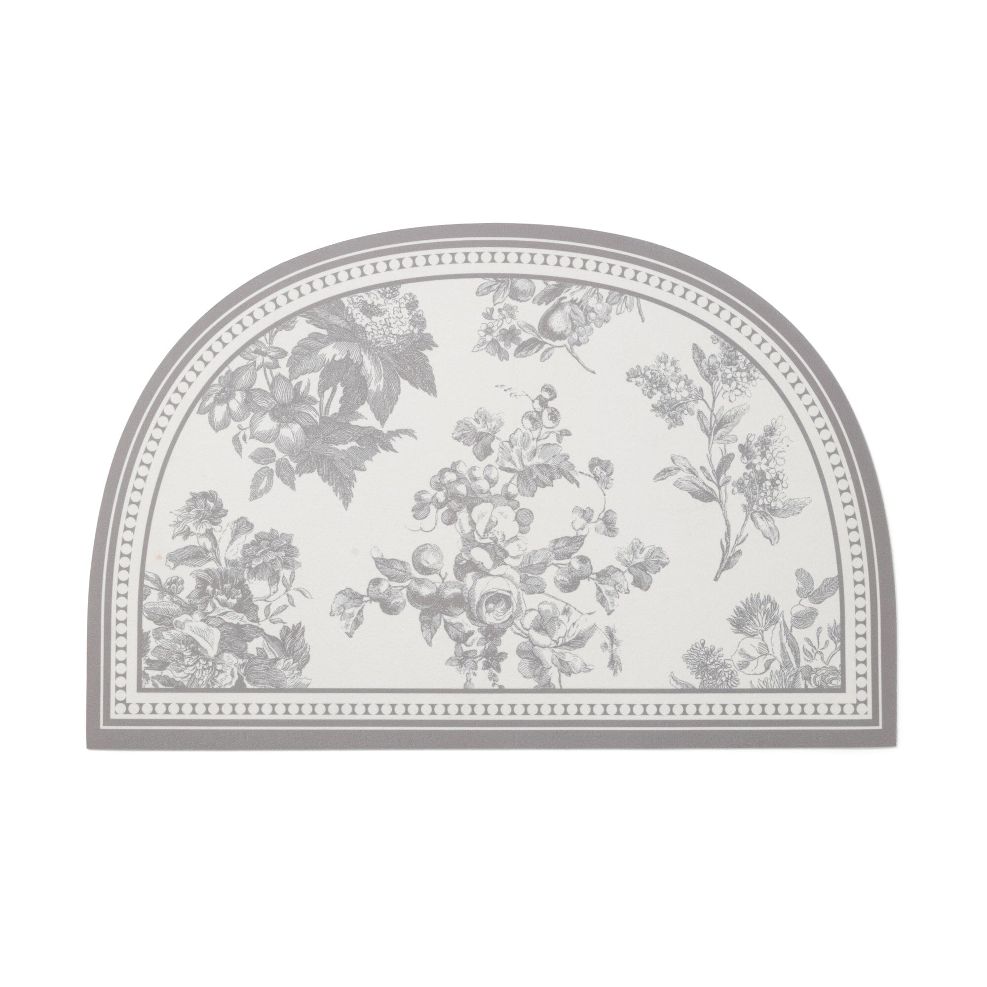 Soft Bath Mat with Diatomaceous Earth Semicircular Classic Flower Grey