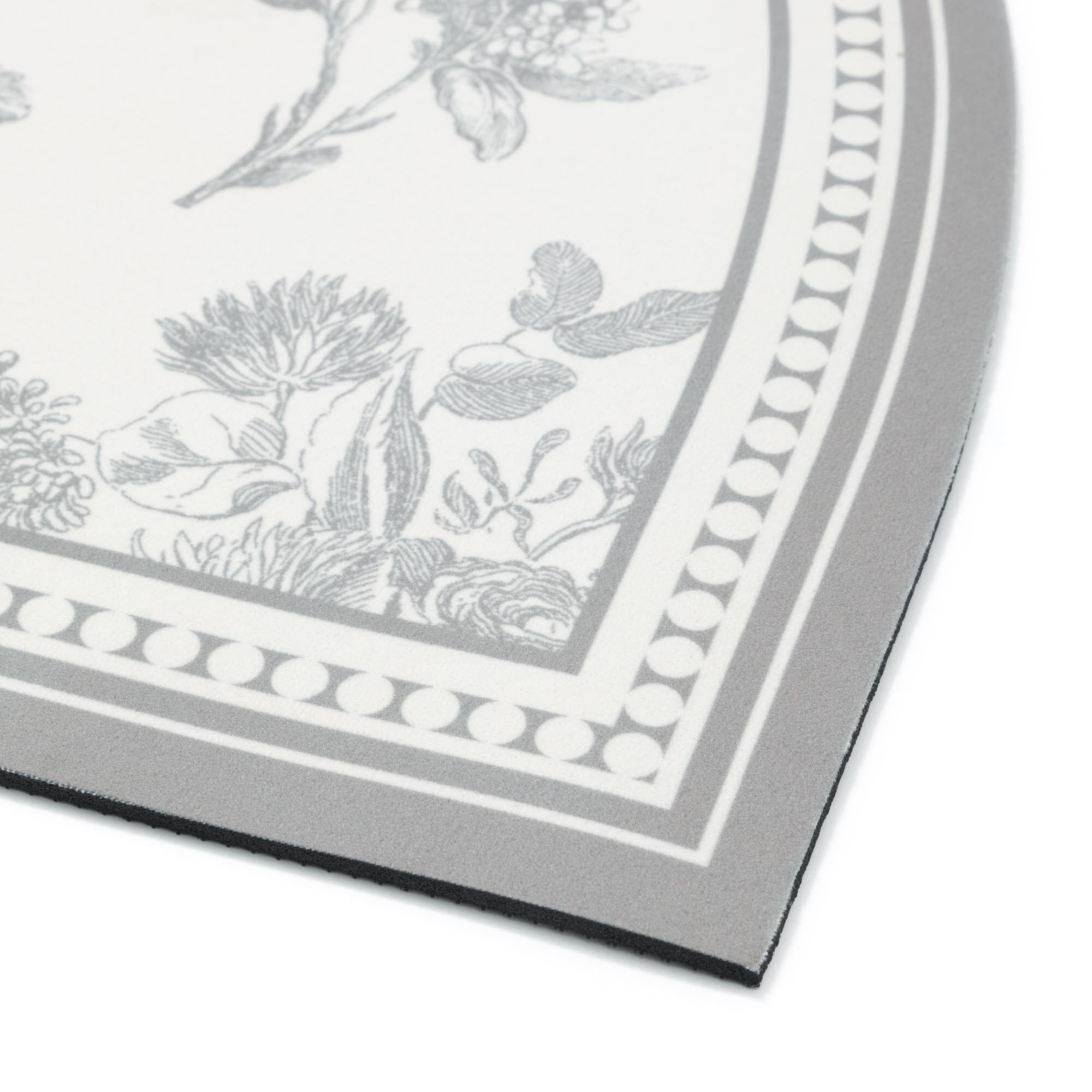 Soft Bath Mat with Diatomaceous Earth Semicircular Classic Flower Grey