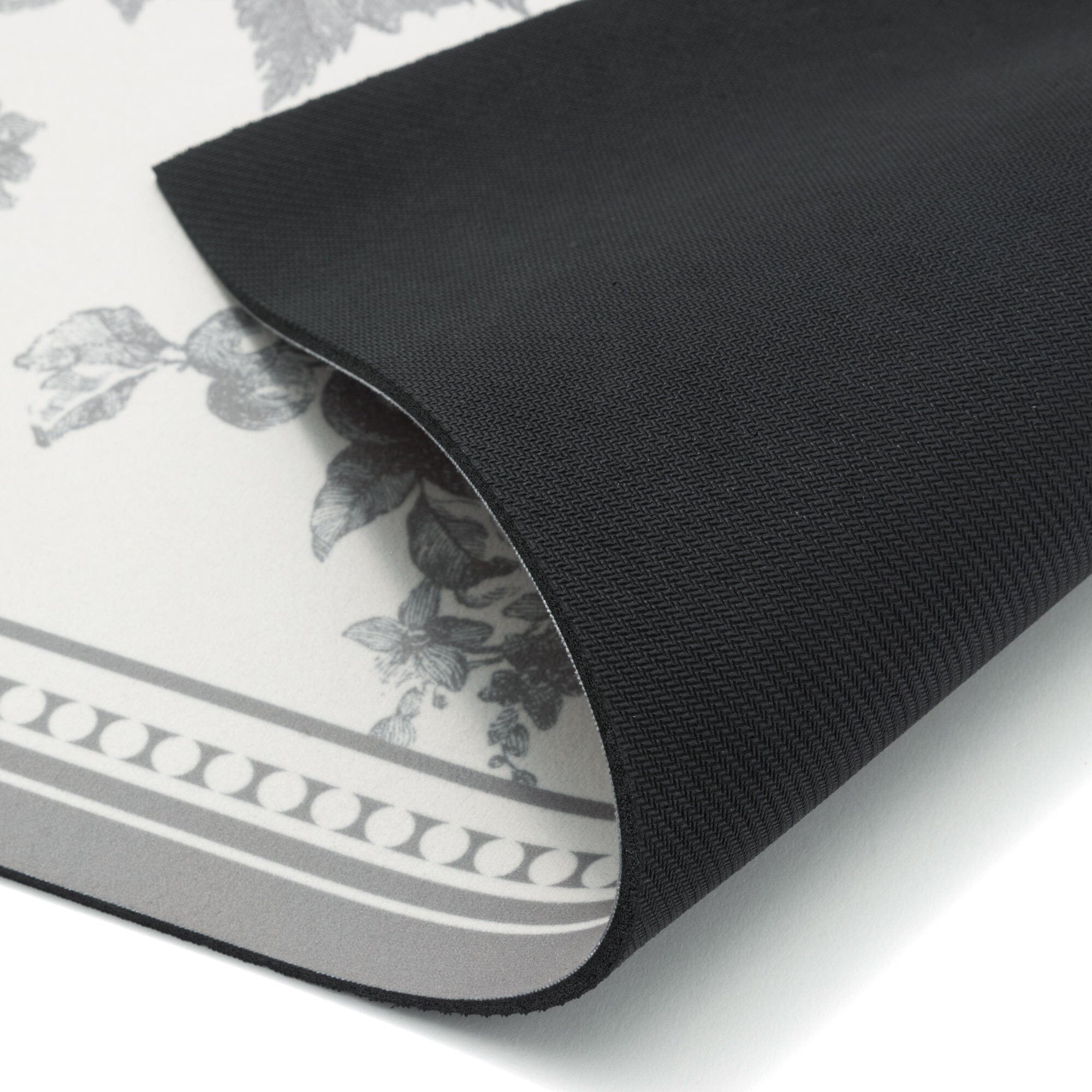 Soft Bath Mat with Diatomaceous Earth Semicircular Classic Flower Grey