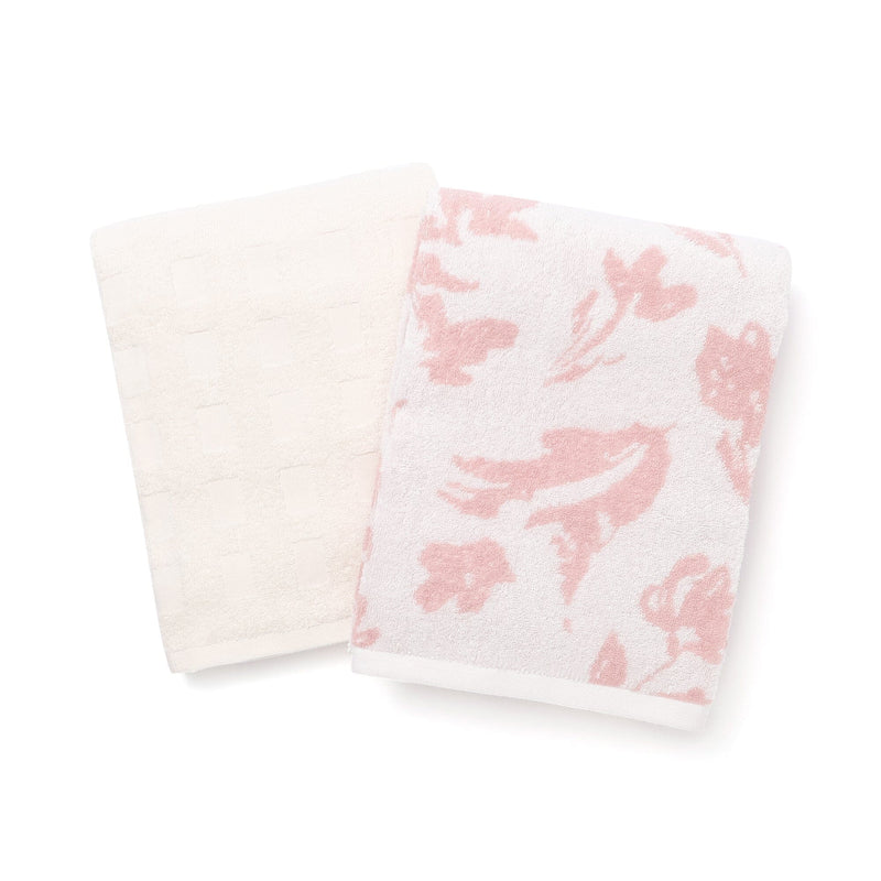 Vale Set Bath Towel Natural Flower  Pink