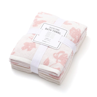 Vale Set Bath Towel Natural Flower  Pink