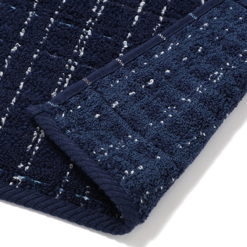 Antibacterial and deodorizing tweed pattern face towel, navy