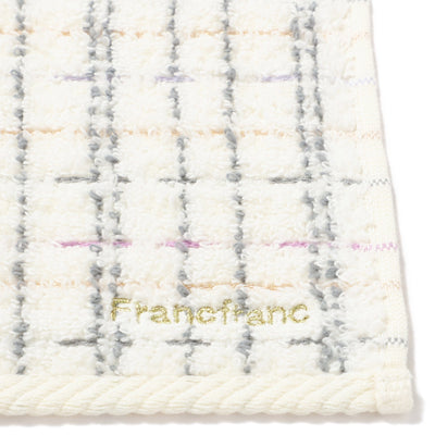 Antibacterial and deodorizing tweed pattern handkerchief towel, white