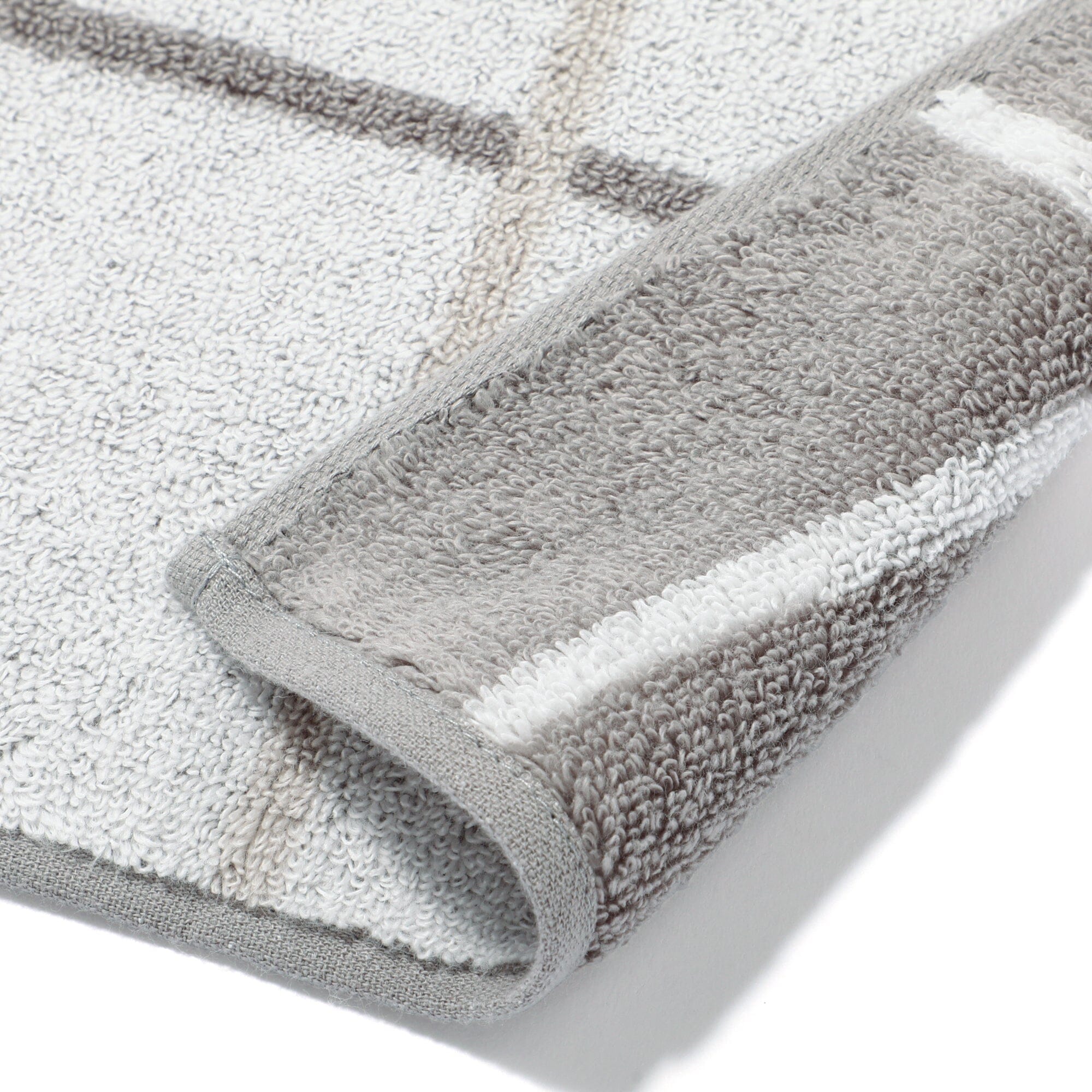 Mini Bath Towel Plaid  Light Gray