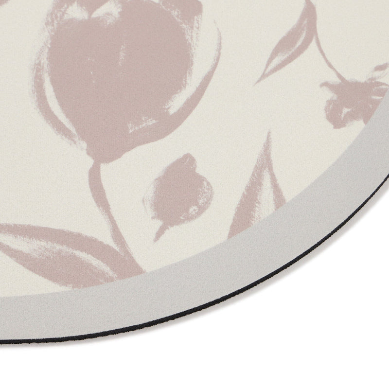 Diatomaceous Earth Soft Bath Mat Oval Big Flower Beige