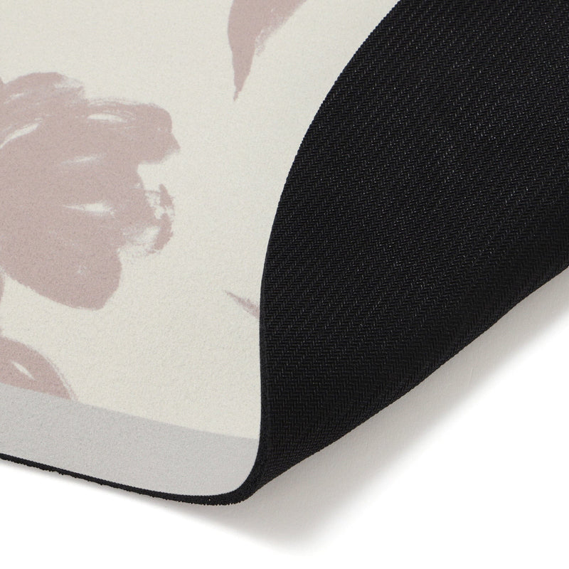 Diatomaceous Earth Soft Bath Mat Oval Big Flower Beige