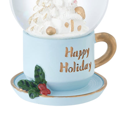 Christmas Handkerchief & Snow Globe Set Tree Light Blue