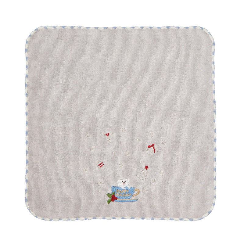 Christmas Handkerchief & Snow Globe Set Tree Light Blue