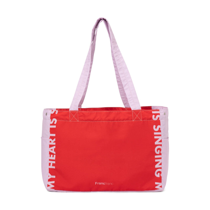 Bicolor Cooler Basket Bag  Red