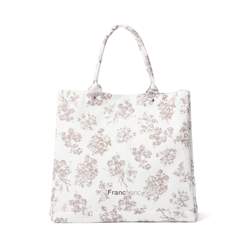Logo Tote Bag 2 Classic Flower Large Beige