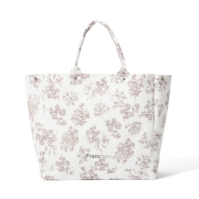 Logo Tote Bag 2 Classic Flower Large Beige