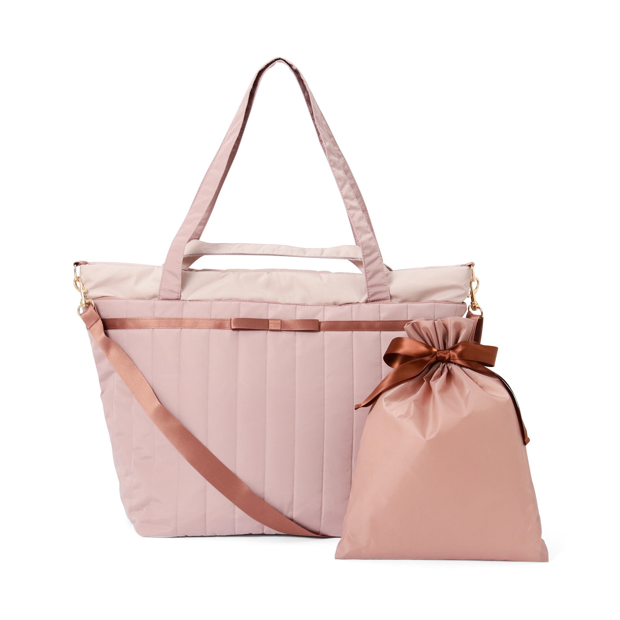 Bicolor Travel Bag  Pink x Brown