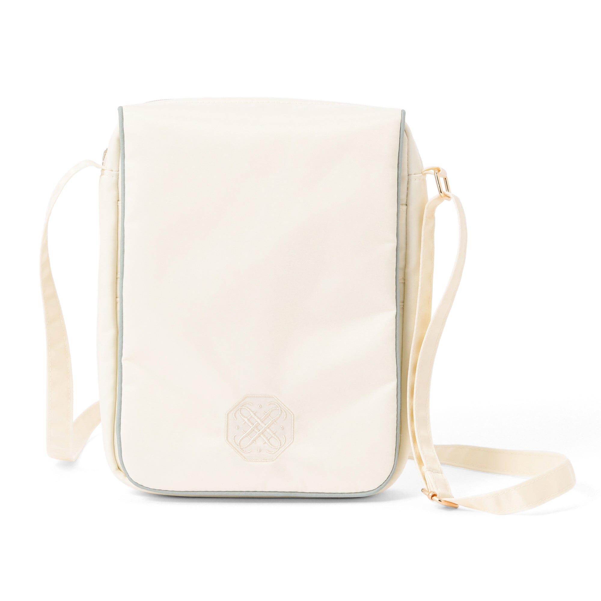 Bicolor Satin Travel Sacoche Bag Mint X Ivory