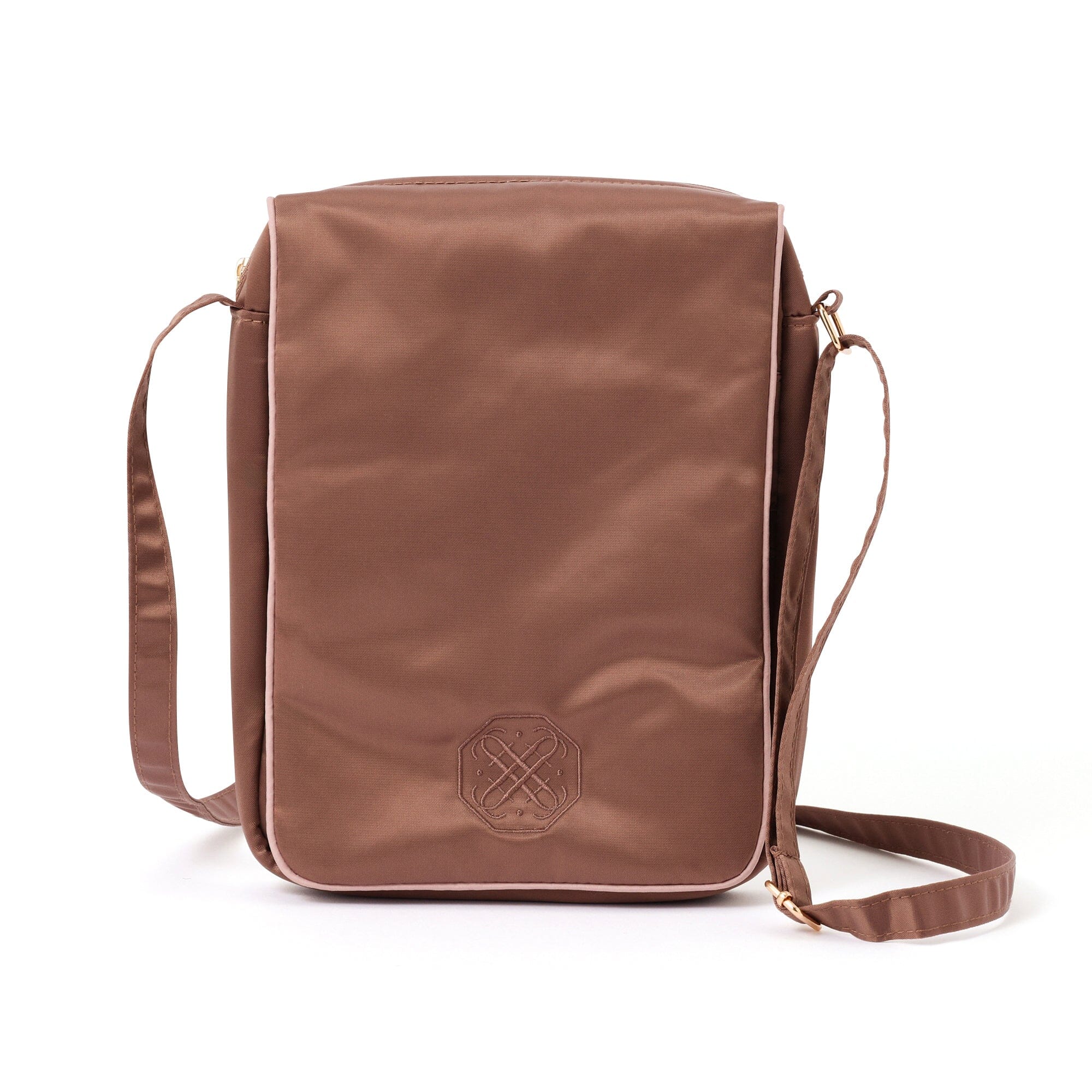 Bicolor Satin Travel Sacoche Bag Pink X Brown