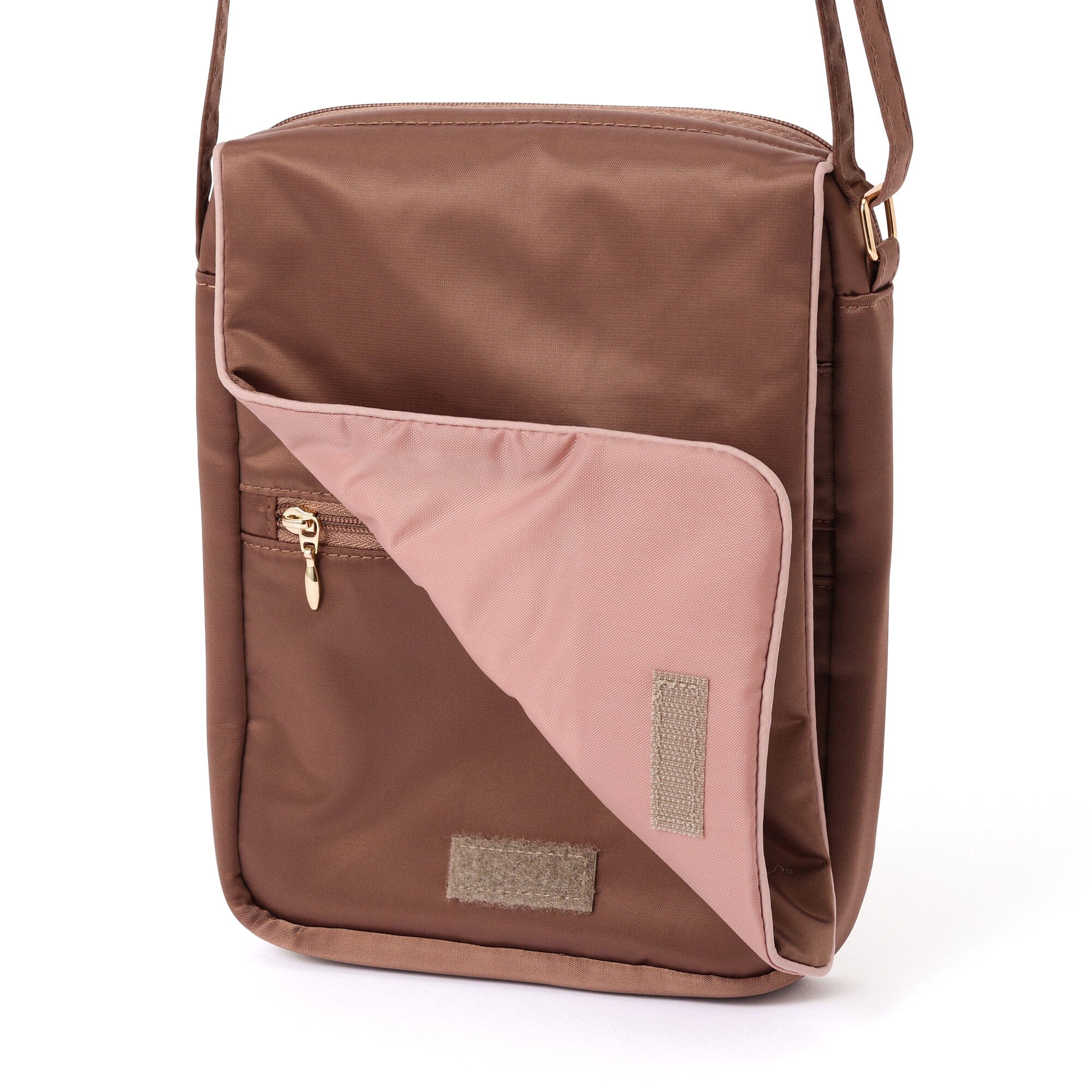 Bicolor Satin Travel Sacoche Bag Pink X Brown