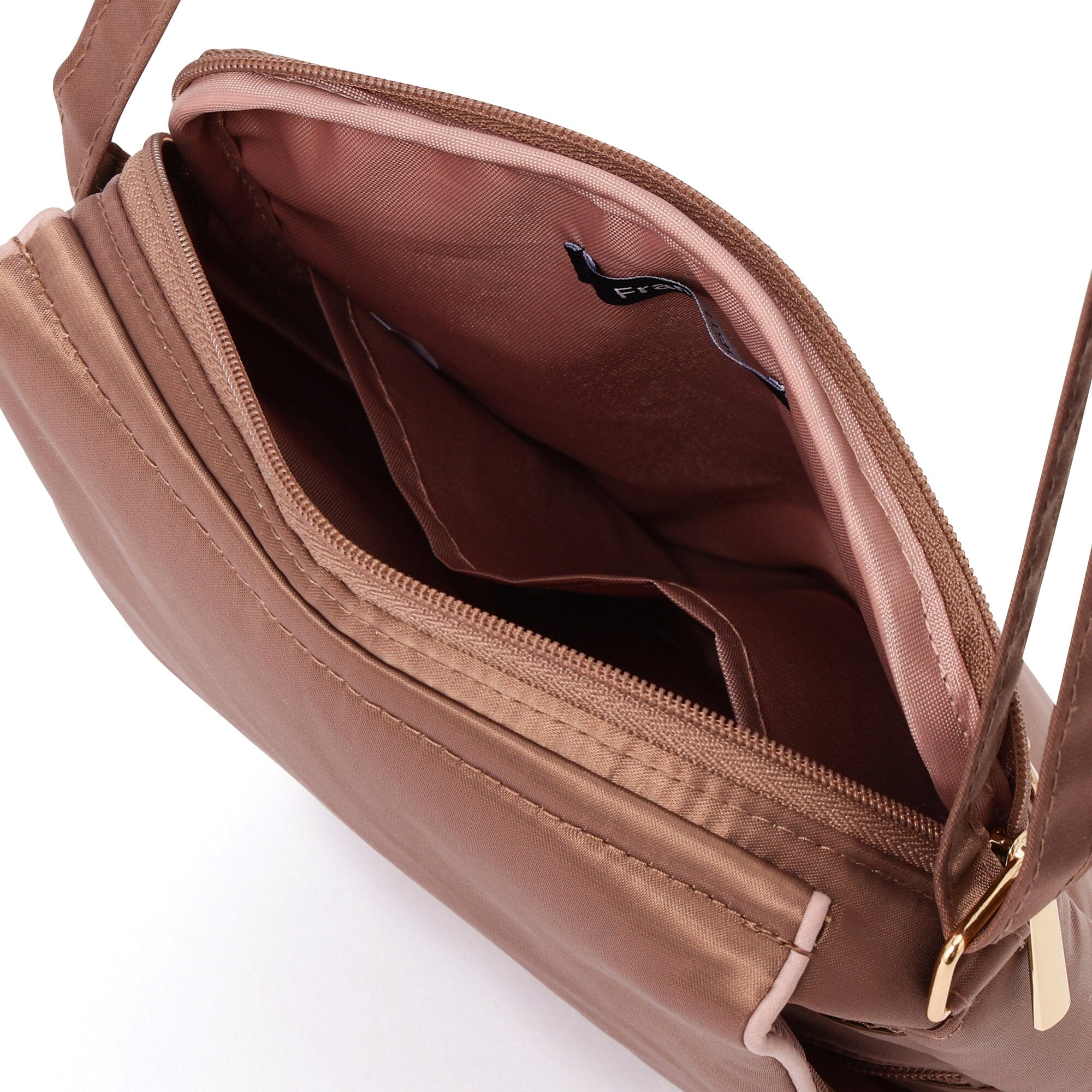 Bicolor Satin Travel Sacoche Bag Pink X Brown