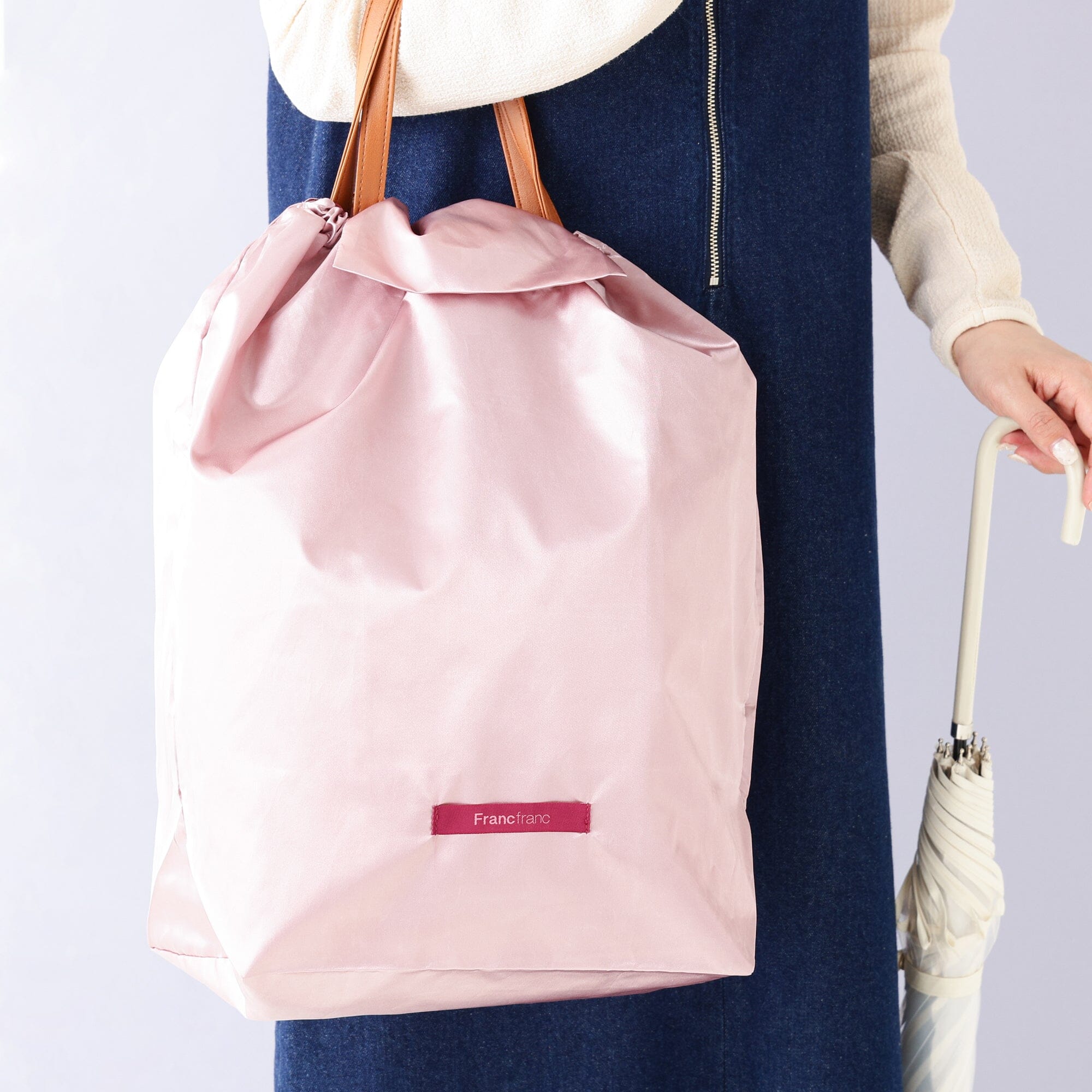 Satin Rain Cover Eco Bag Pink