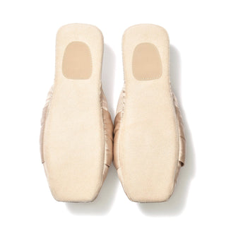 Crushed Velor X Satin Room Shoes Beige