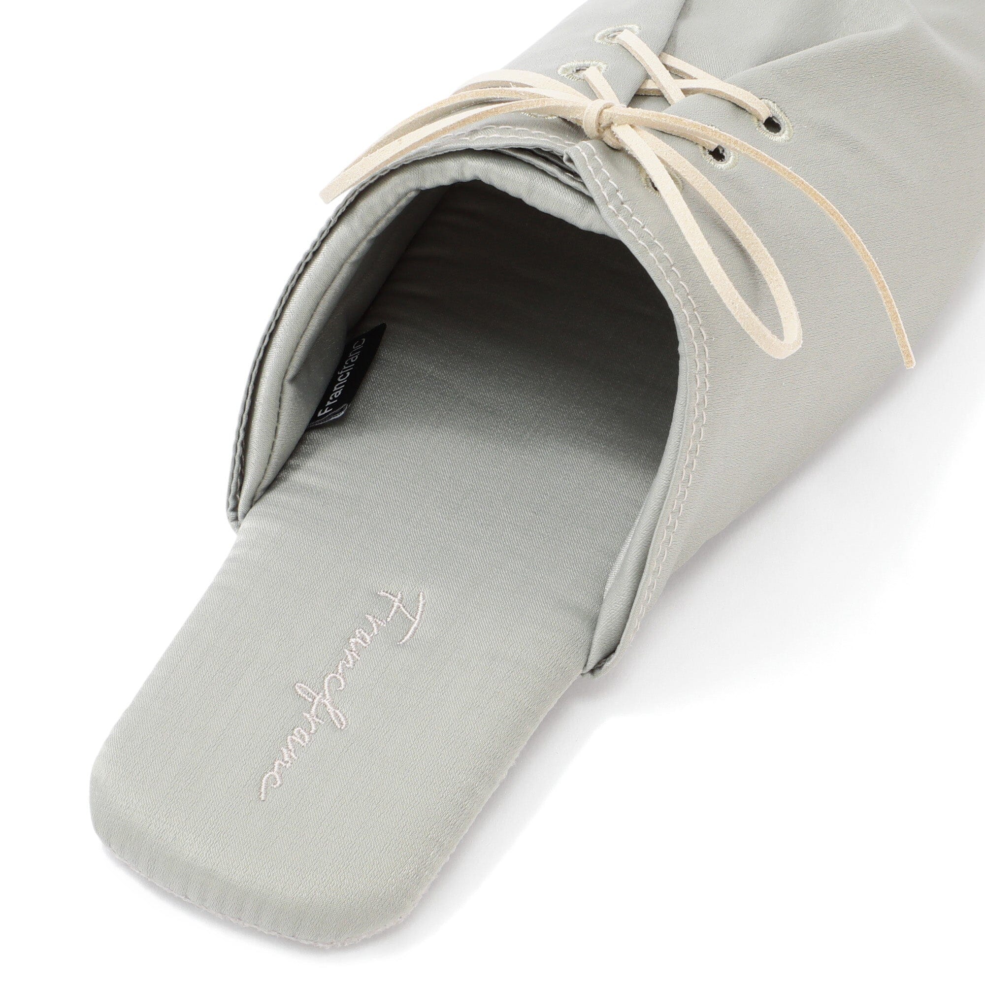 Satin Laceup Room Shoes Mint