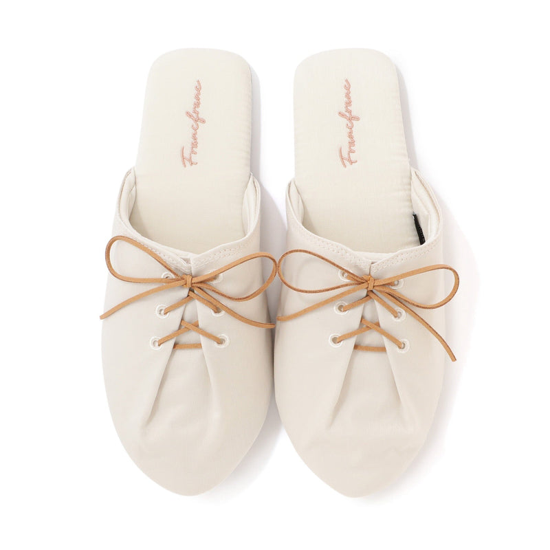 Satin Laceup Room Shoes Ivory