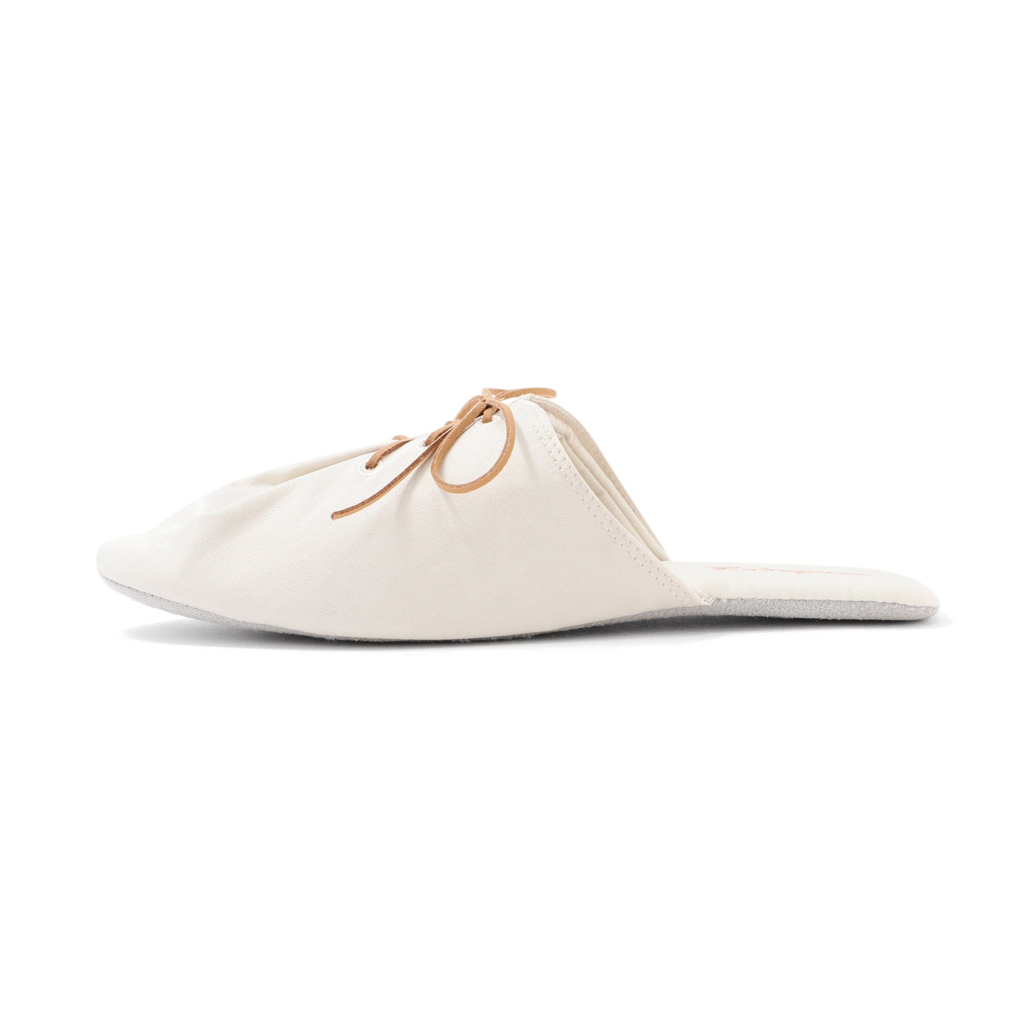 Satin Laceup Room Shoes Ivory