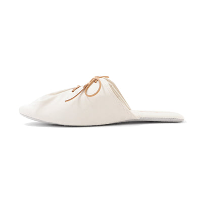 Satin Laceup Room Shoes Ivory