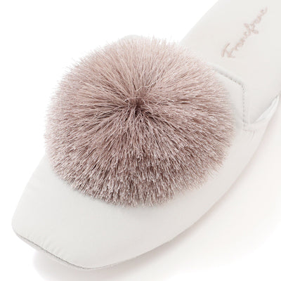 Round Tassel Room Shoes Light Gray