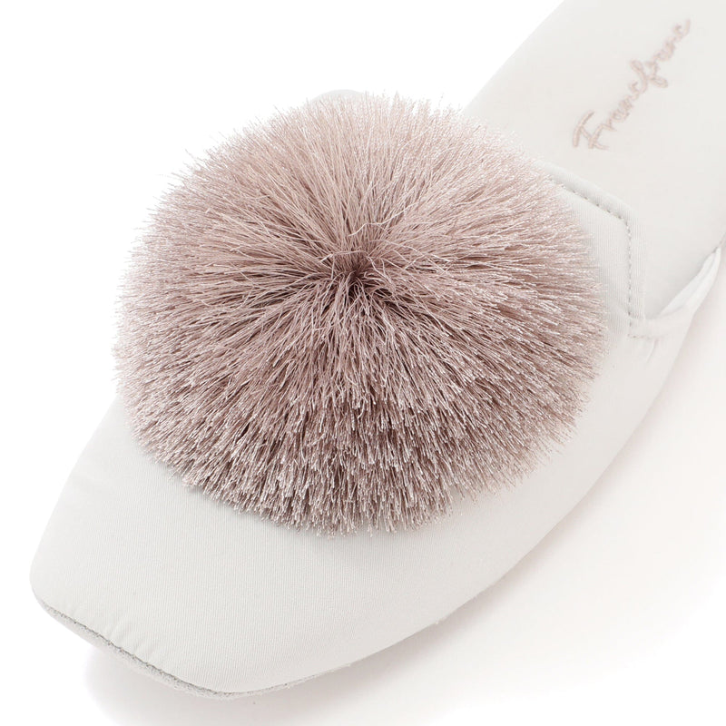 Round Tassel Room Shoes Light Gray