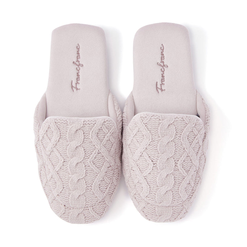 Cable Knit Room Shoes Light Pink