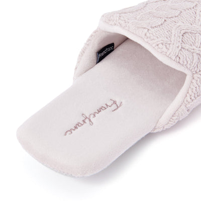 Cable Knit Room Shoes Light Pink