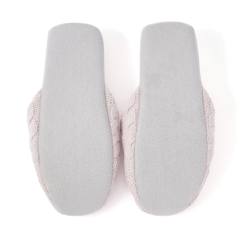 Cable Knit Room Shoes Light Pink