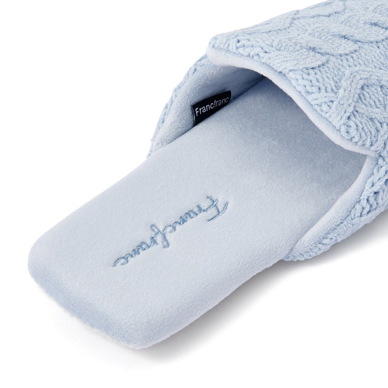 Cable Knit Room Shoes Light Blue