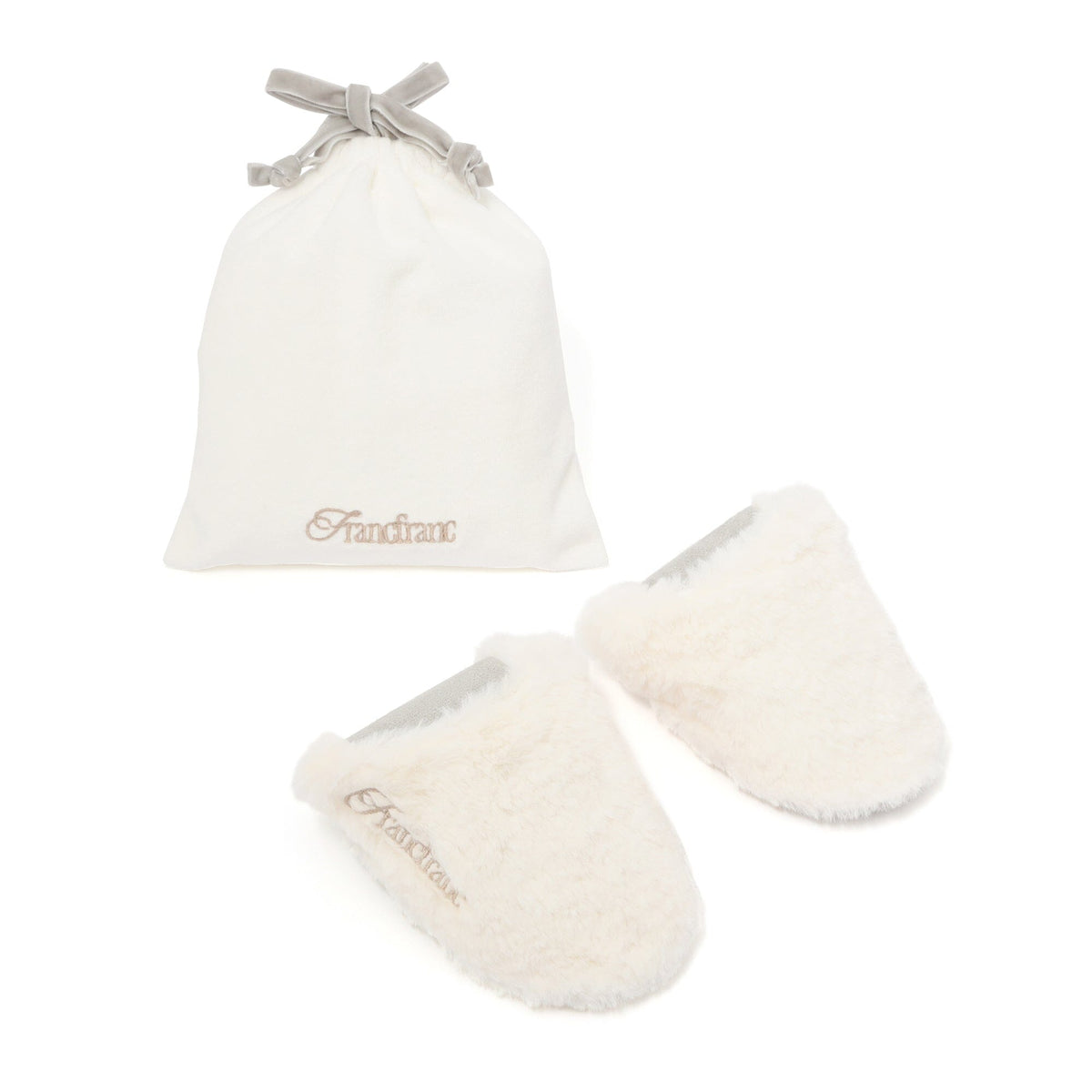 Pocketable Eco Fur Room Shoes Ivory