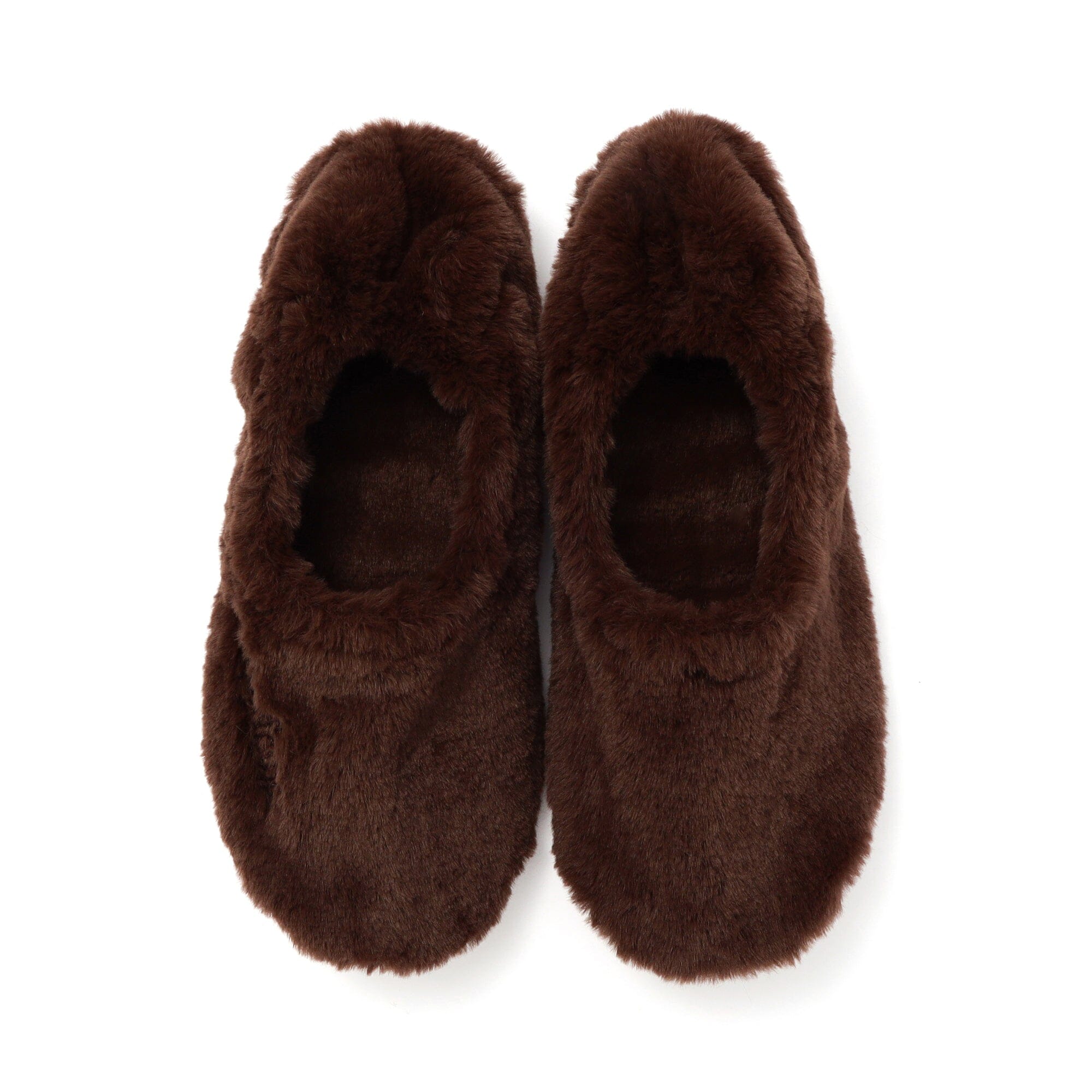 Pocketable Eco Fur Room Shoes Brown