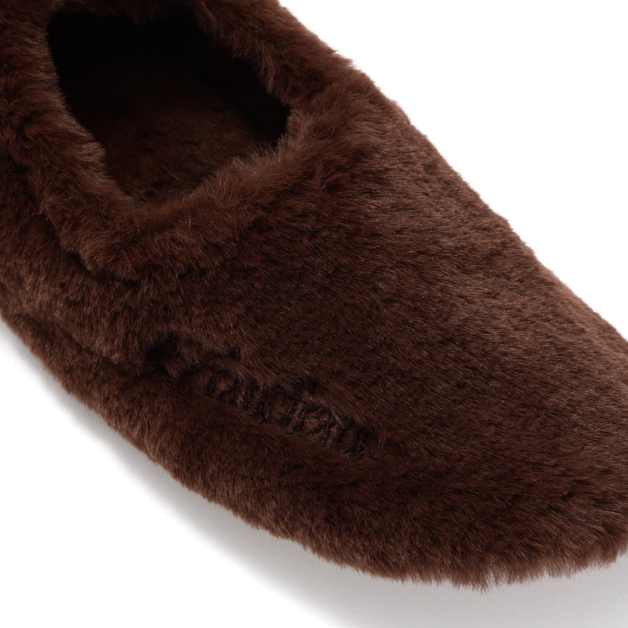 Pocketable Eco Fur Room Shoes Brown