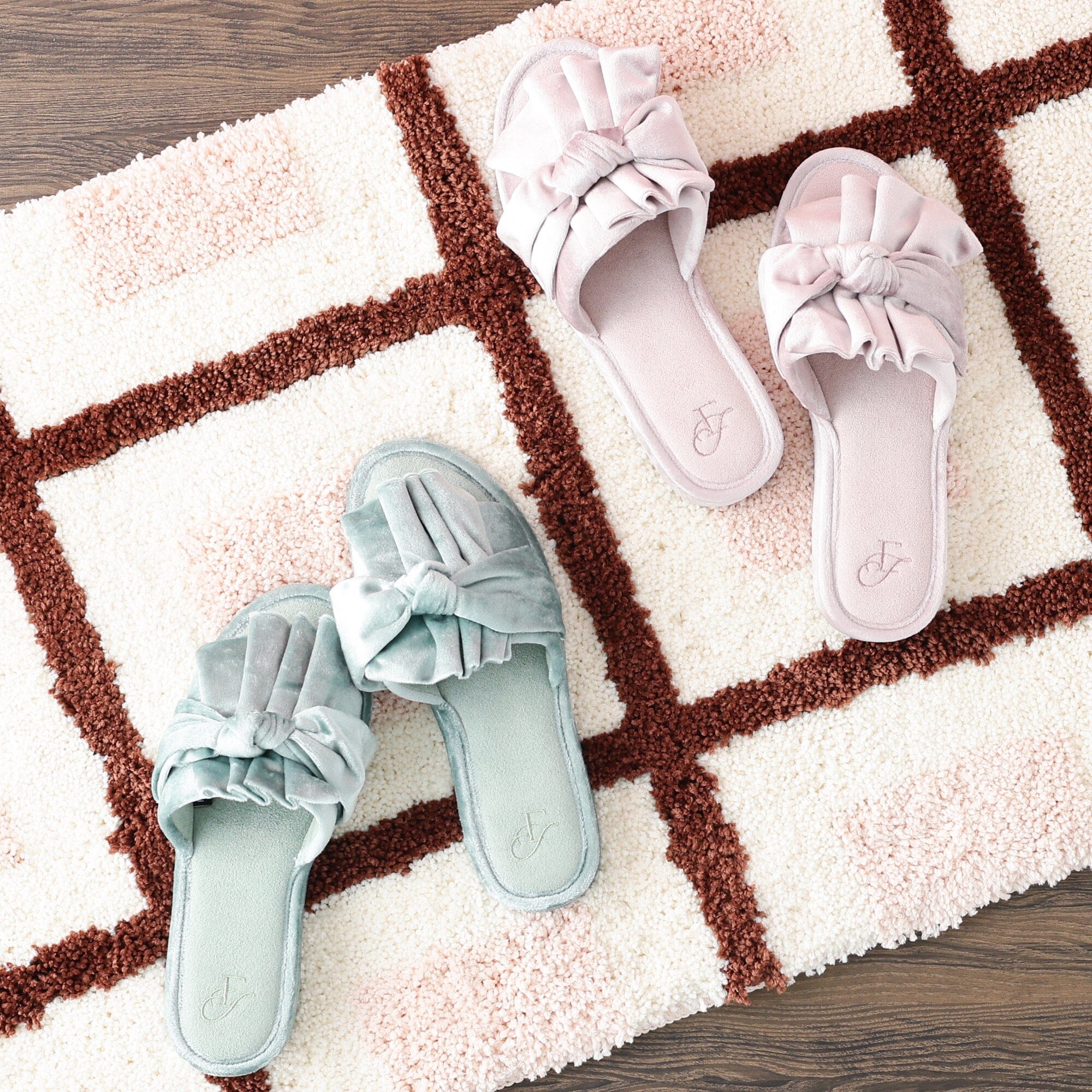 Velour Ribbon Room Shoes Mint