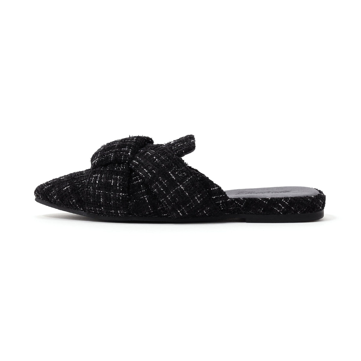 Cross Tweed Room Shoes Black