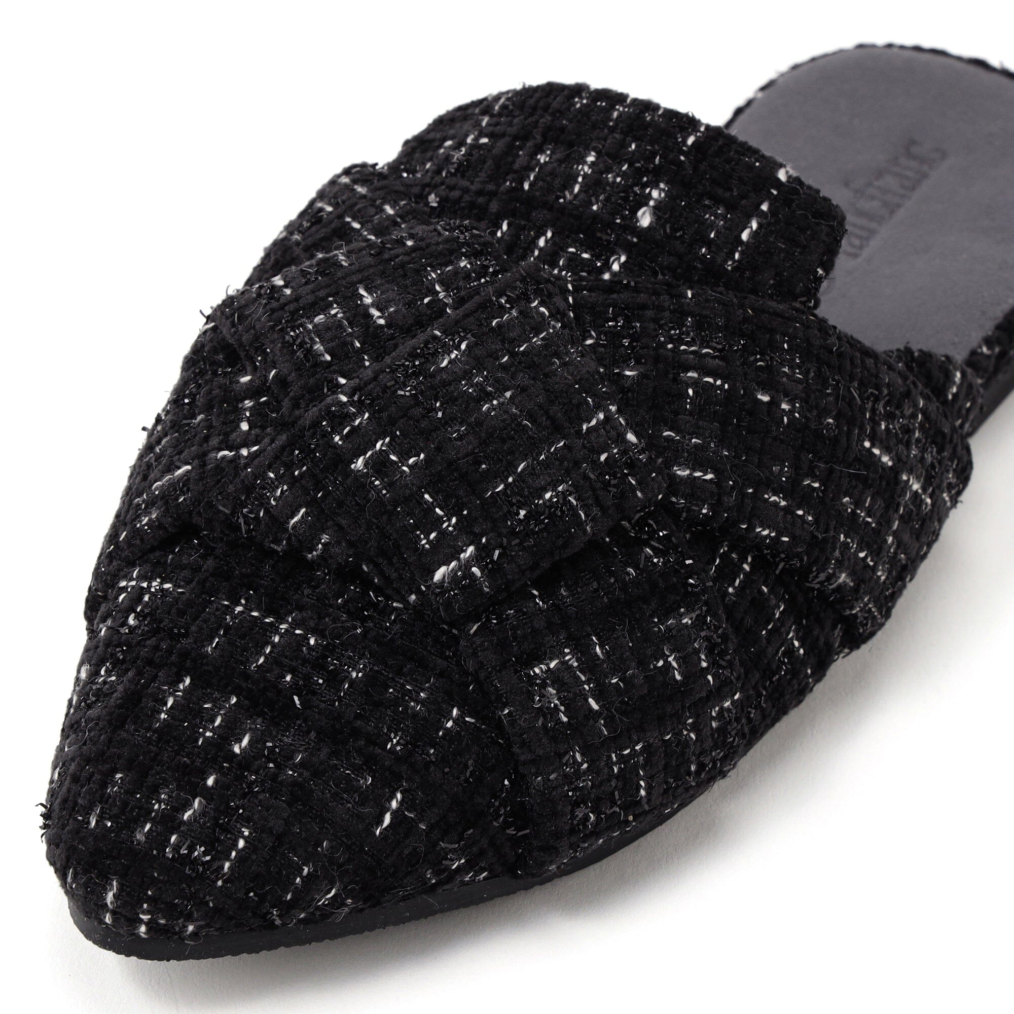 Cross Tweed Room Shoes Black